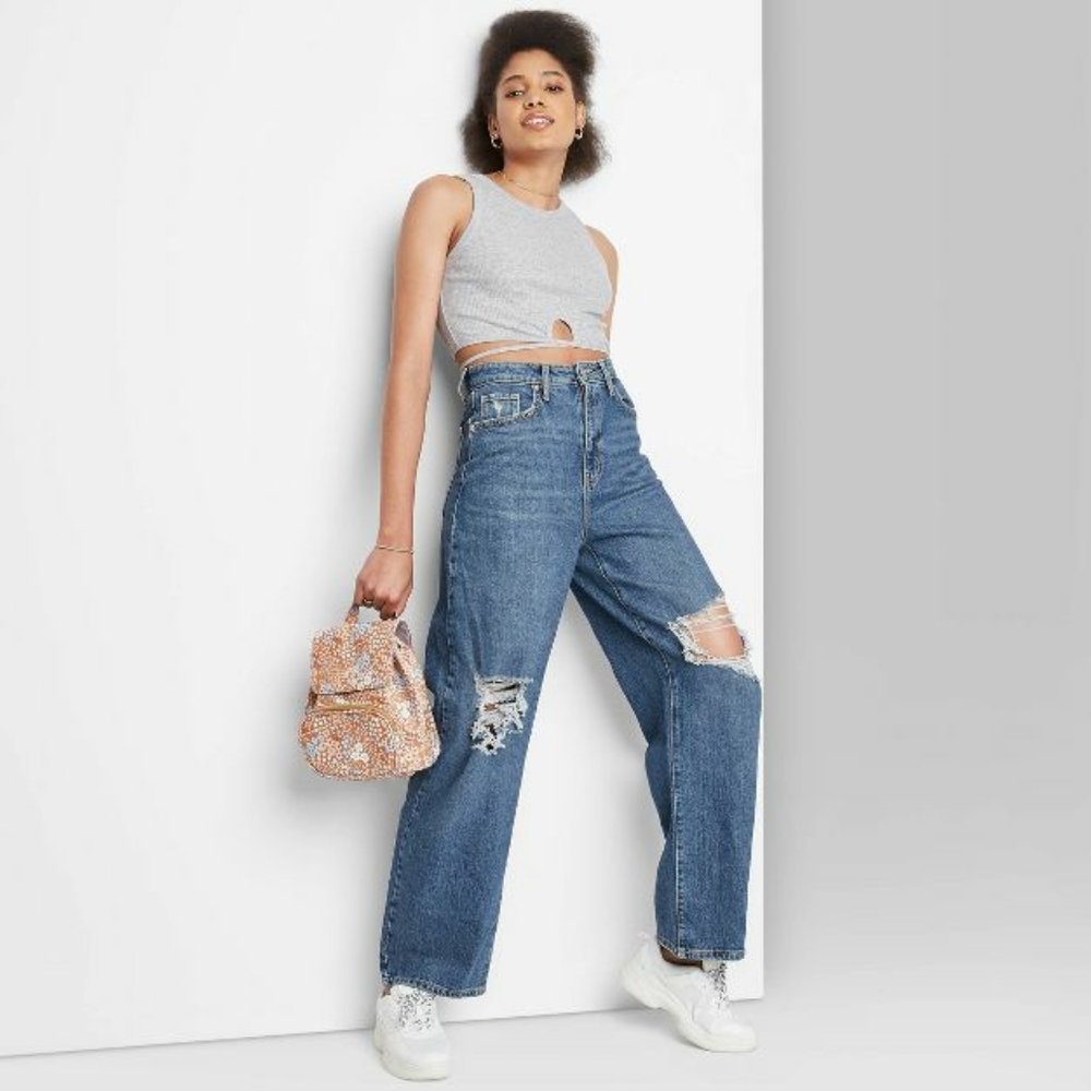 Wild Fable High Rise Distressed Baggy Jeans Sz 4